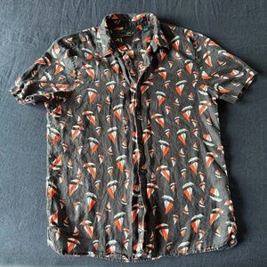 Perry Ellis Navy Sailboat Motif Linen Shirt